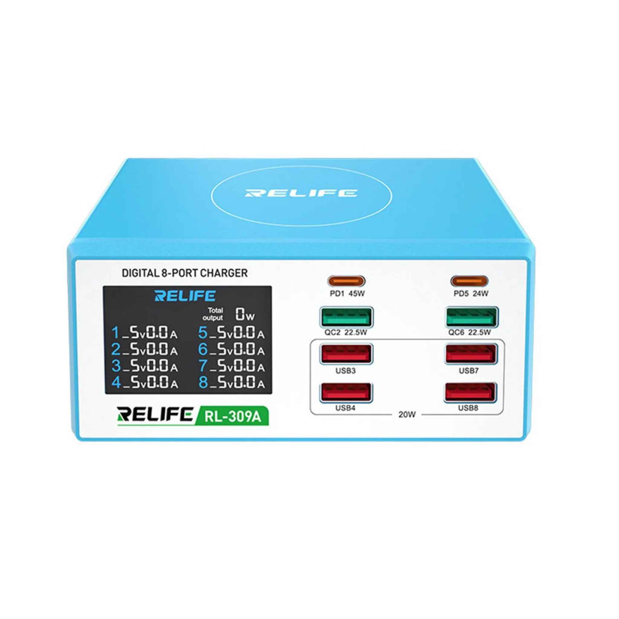Digital 8-Port Charging Station – Relife RL-309A  100W High Power - Image 2