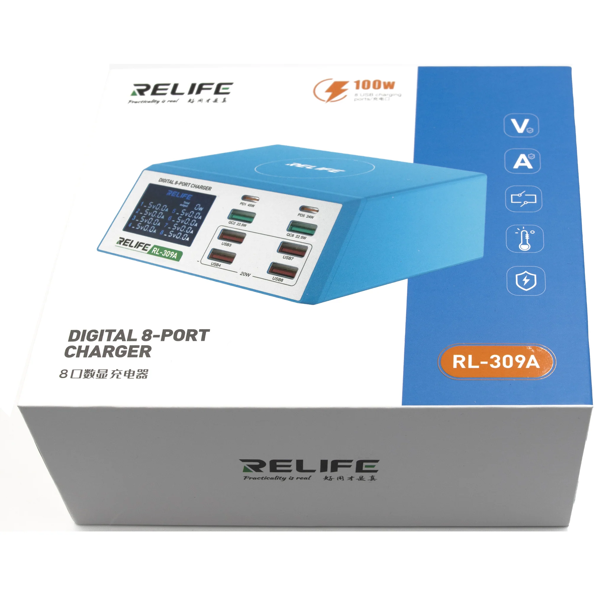 Digital 8-Port Charging Station – Relife RL-309A  100W High Power - Image 5