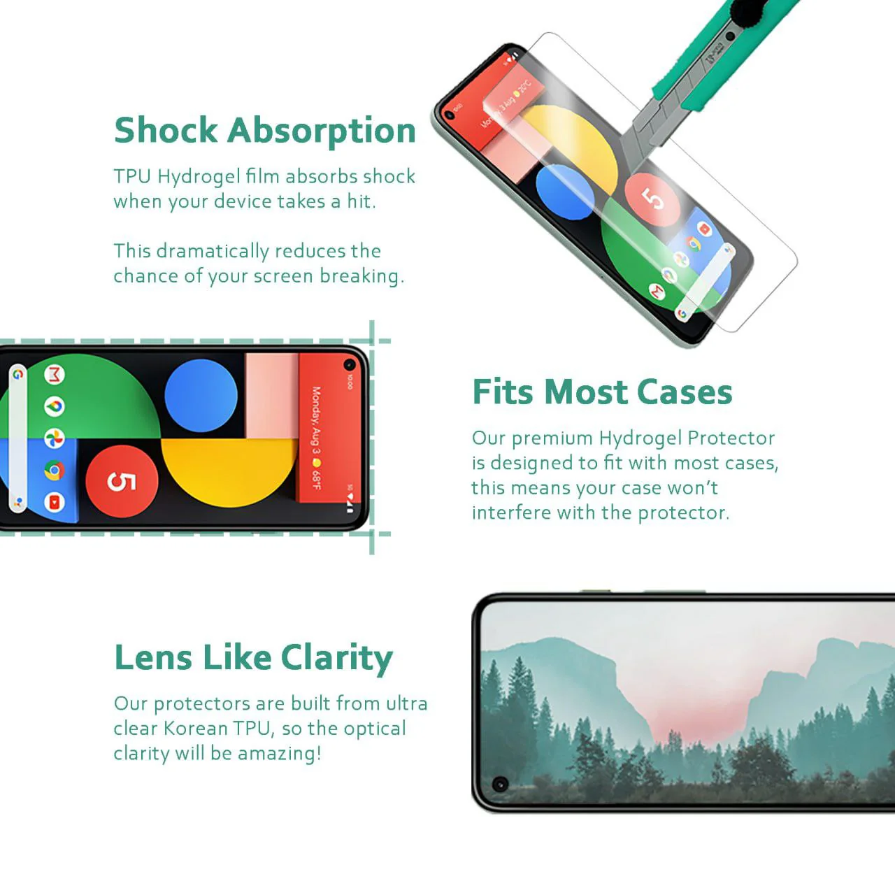Google Pixel 5 Hydrogel TPU Screen Protector - Image 2