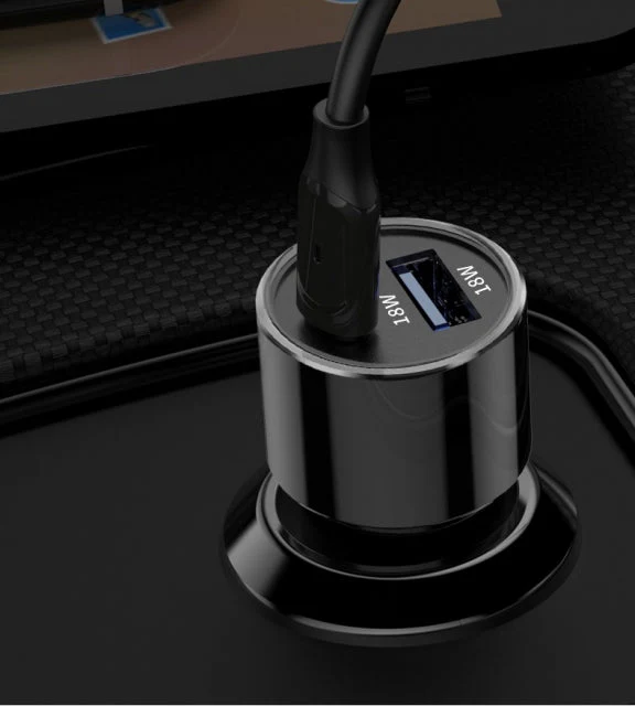 Pisen Car Charger Cigarette Adapter Dual Port 36W USB Type C & USB Type-A - Image 2