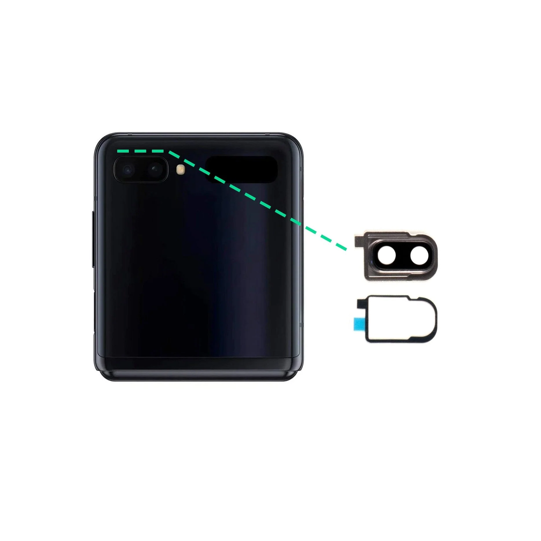 Samsung Galaxy Z Flip Replacement Camera Glass Bracket with Bezel - Image 2